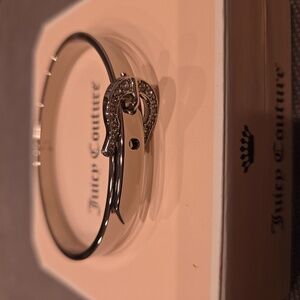 New Juicy Couture Silver Pave Buckle Skinny Bangle Bracelet